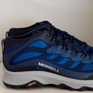 Merrell Mens Moab Speed Mid GTX Navy Marine Blue Hiking Shoes GORE-TEX US 10.5